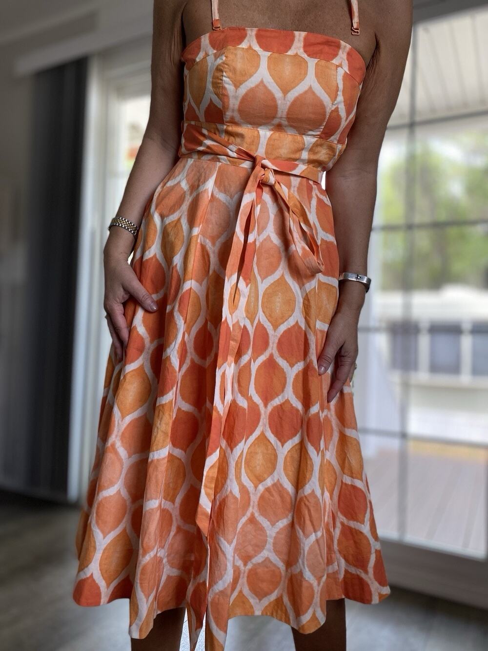 ANTHROPOLOGIE MAEVE Cotton Orange midi dress US 2 (S/XS)